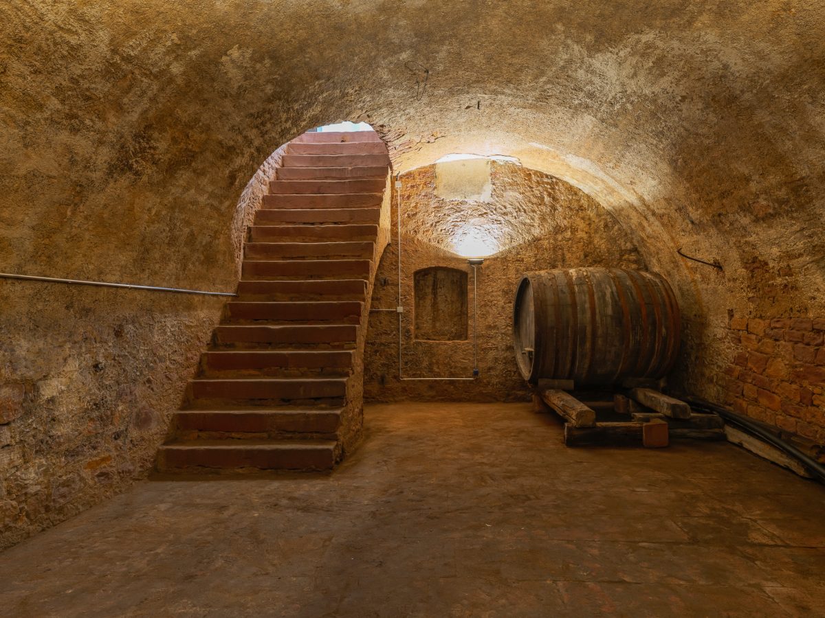 Historischer Gewölbekeller mit Aufgang in den Gartenhof